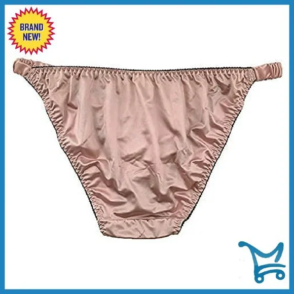 5 Pack Satin String Bikini Panties Silky Briefs Women's Underwear